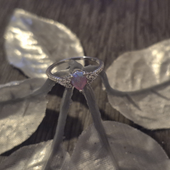 100% Sterling Silver Opal Ring Sz 7 - Picture 2 of 4